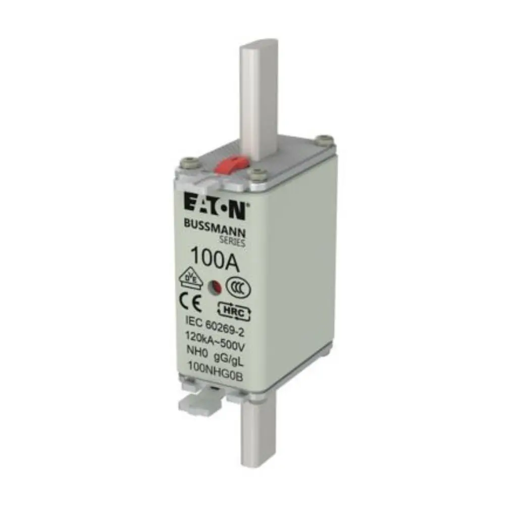 Eaton Bussmann 100NHG0B 100A NH size 0 low-voltage DIN fuse link with gL-gG protection for industrial switchgear and distribution systems
