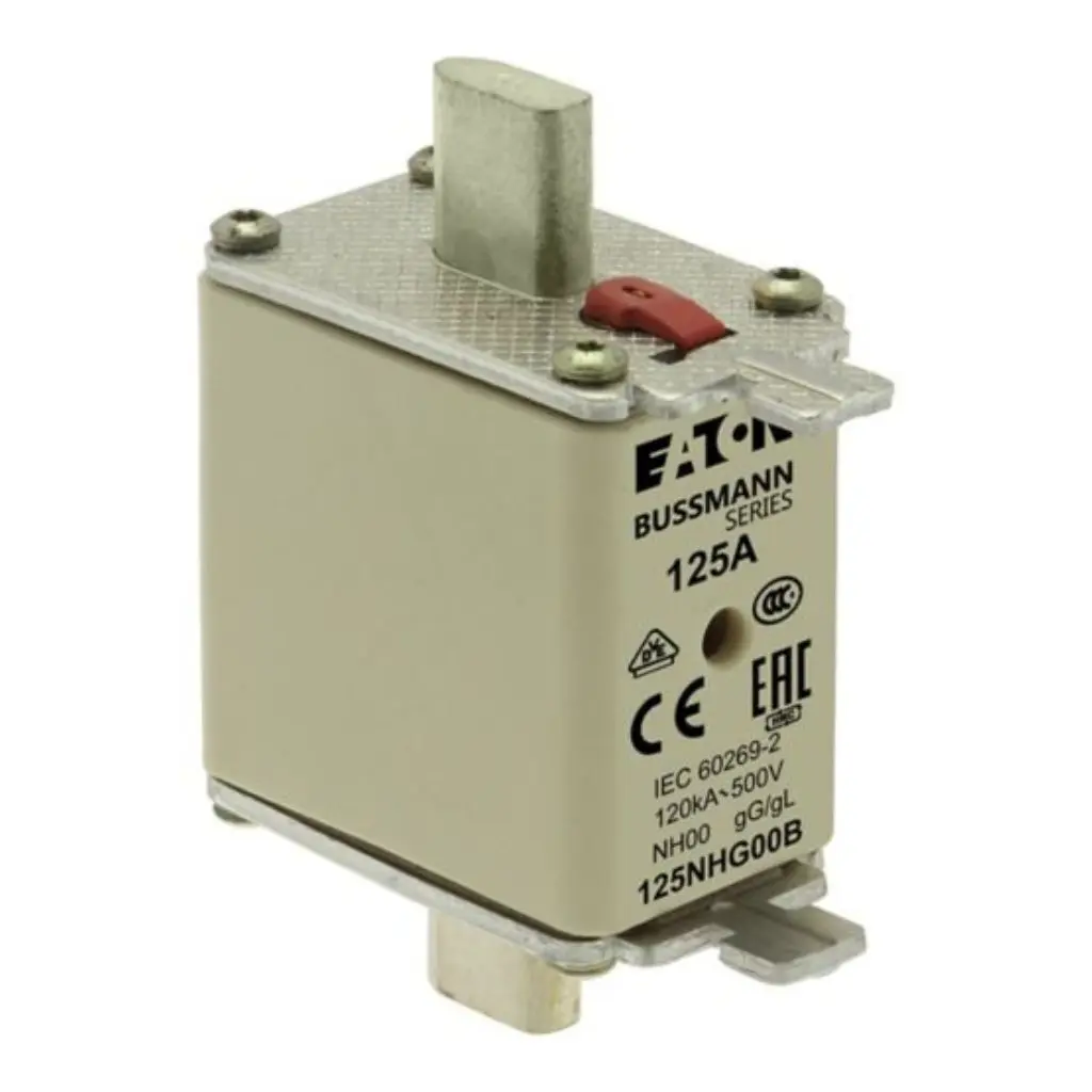 Eaton Bussmann 125NHG0B 125A NH size 0 gL-gG low-voltage DIN fuse link for industrial switchgear, motor circuits, and power distribution protection