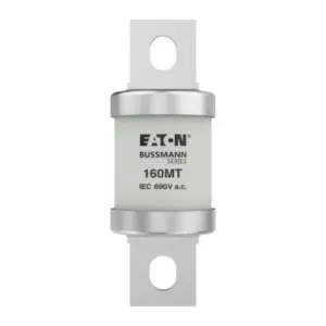 Eaton Bussmann 160MT 160A 690V AC Class aR high-speed BS88 single barrel semiconductor fuse for protection of DC drives, VFDs, and industrial power electronics