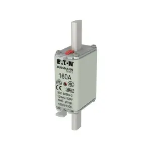 Eaton Bussmann 160NHG0B 160A NH size 0 low-voltage DIN-type dual fuse link for class gL-gG overcurrent protection in industrial and commercial power distribution systems