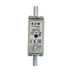 Eaton Bussmann 170M1571D 250A semiconductor fuse 690V AC 200kA Class aR DIN 43620 for DC drives VFDs rectifiers thyristor stacks