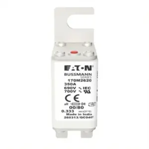 Eaton Bussmann 170M2620 350A semiconductor fuse 690V AC 200kA Class aR IEC 60269-4 for DC drives VFDs power converters rectifiers