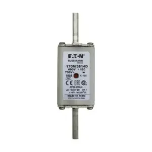 Eaton Bussmann 170M3814D 160A semiconductor fuse 690V AC 200kA Class aR DIN 43620 for DC drives VFDs power converters rectifiers