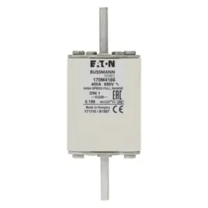 Eaton Bussmann 170M4186 400A semiconductor fuse 690V AC 200kA Class gR DIN 43620 for DC drives VFDs power converters rectifiers