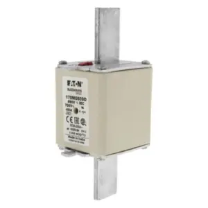 Eaton Bussmann 170M5809D high-speed square body semiconductor fuse rated 450A, 690V AC, Class aR, with DIN 2 square body design and knife blade contacts for industrial semiconductor protection
