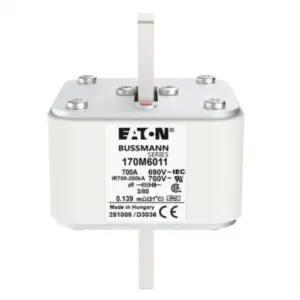 Eaton Bussmann 170M6011 high speed square body semiconductor fuse rated 700A 690V AC Class aR with bolt-in square body design