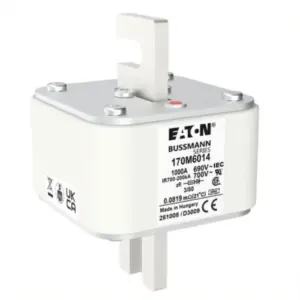 Eaton Bussmann 170M6014 high speed square body semiconductor fuse rated 1000A 690V AC Class aR with bolt-in 3/80 square body construction