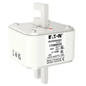 Eaton Bussmann 170M6020 high speed square body semiconductor fuse rated 1800A 600V AC Class aR with bolt-in 3/80 square body construction