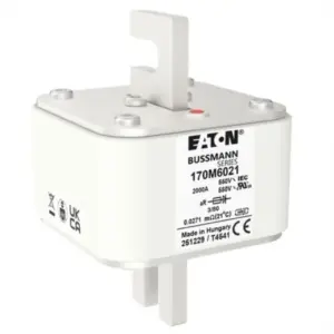 Eaton Bussmann 170M6021 high speed square body semiconductor fuse rated 2000A 550V AC Class aR with bolt-in 3/80 square body construction