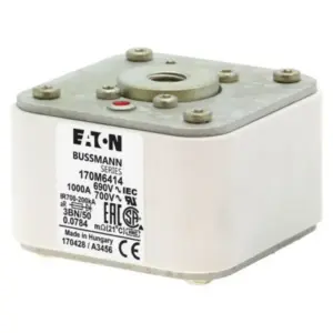 Eaton Bussmann 170M6414 high speed square body semiconductor fuse rated 1000A 690V AC Class aR with 3BN/50 bolt-in construction