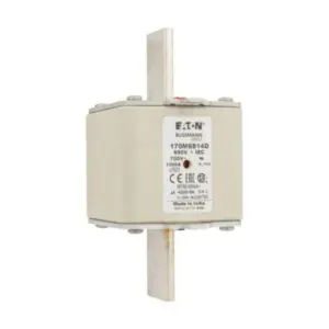 Eaton Bussmann 170M6814D high speed square body semiconductor fuse rated 1000A 690V AC with DIN 3 knife blade contacts and dual fuse indicator