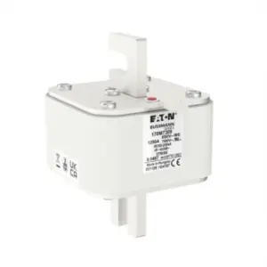 Eaton Bussmann 170M7309 high speed square body semiconductor fuse rated 1250A 690V AC with 3TN/80 square body design and bolt-in connections