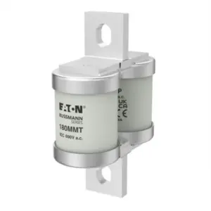 Eaton Bussmann 180MMT 180A 690V AC Class aR high-speed double barrel BS88 semiconductor fuse for protection of DC drives, VFDs, and industrial power electronics