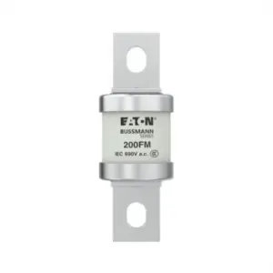 Eaton Bussmann 200FM 200A 690V AC Class aR high-speed BS88 single barrel semiconductor fuse for protection of VFDs, DC drives, and power electronic systems