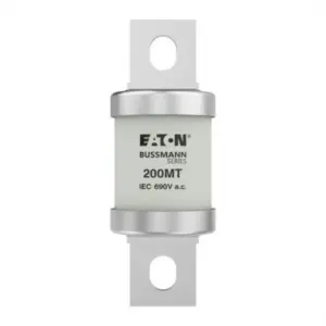 Eaton Bussmann 200MT 200A 690V AC Class aR high-speed BS88 single barrel semiconductor fuse for protection of thyristors, IGBTs, VFDs, and power converters