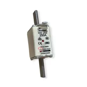 Eaton Bussmann Series 250A NH02 industrial fuse link rated 120kA at 500V with blade contacts and indicator