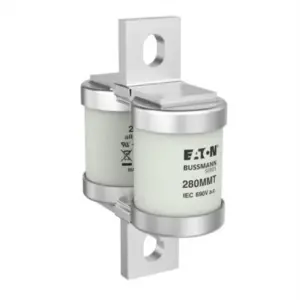 Eaton Bussmann 280MMT double barrel high speed semiconductor fuse rated 280A, 690V AC and 450V DC, Class aR BS88 fuse for power electronic protection
