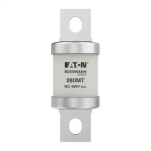 Eaton Bussmann 280MT high speed semiconductor fuse rated 280A, 690V AC and 450V DC, Class aR BS88 single barrel fuse for semiconductor protection applications