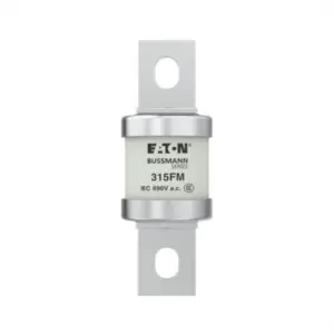 Eaton Bussmann 315FM 315A 690V AC Class aR high-speed BS88 semiconductor fuse with single barrel construction for protection of VFDs, DC drives, and power converters
