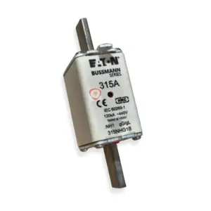 Eaton Bussmann Series 315A NH1 industrial fuse link rated 120kA at 500V with blade contacts and indicator