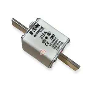 Eaton Bussmann Series 315A NH2 industrial fuse link rated 120kA at 500V with blade contacts and indicator