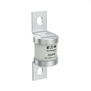 Eaton Bussmann 350FM 350A 690V AC Class aR high-speed BS88 single barrel semiconductor fuse for DC drives, VFDs, and industrial power electronics protection