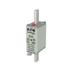 Eaton Bussmann 63NHG0B 63A NH size 0 dual fuse link for IEC 60269 class gL-gG low-voltage overcurrent protection in industrial and commercial distribution systems