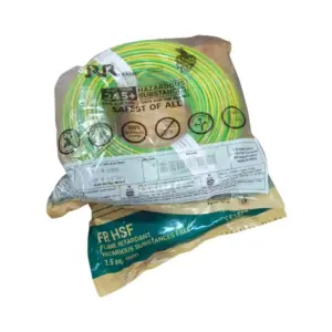 RR Kabel FR HSF 2.5 sq mm Yellow Green Multistrand Earth Wire 100m Coil — Class 5, IS 694, Hazardous Substances Free